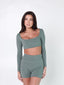 CoreLuxe Long Sleeve Top - Moss Green